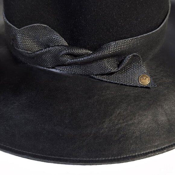Vintage Goorin Brothers Wide Brim Leather & Wool Fedora Hat | Medium main image 9